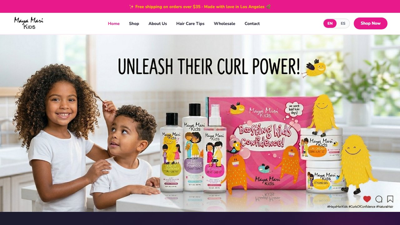 Maya Mari Kids — children's haircare brand website